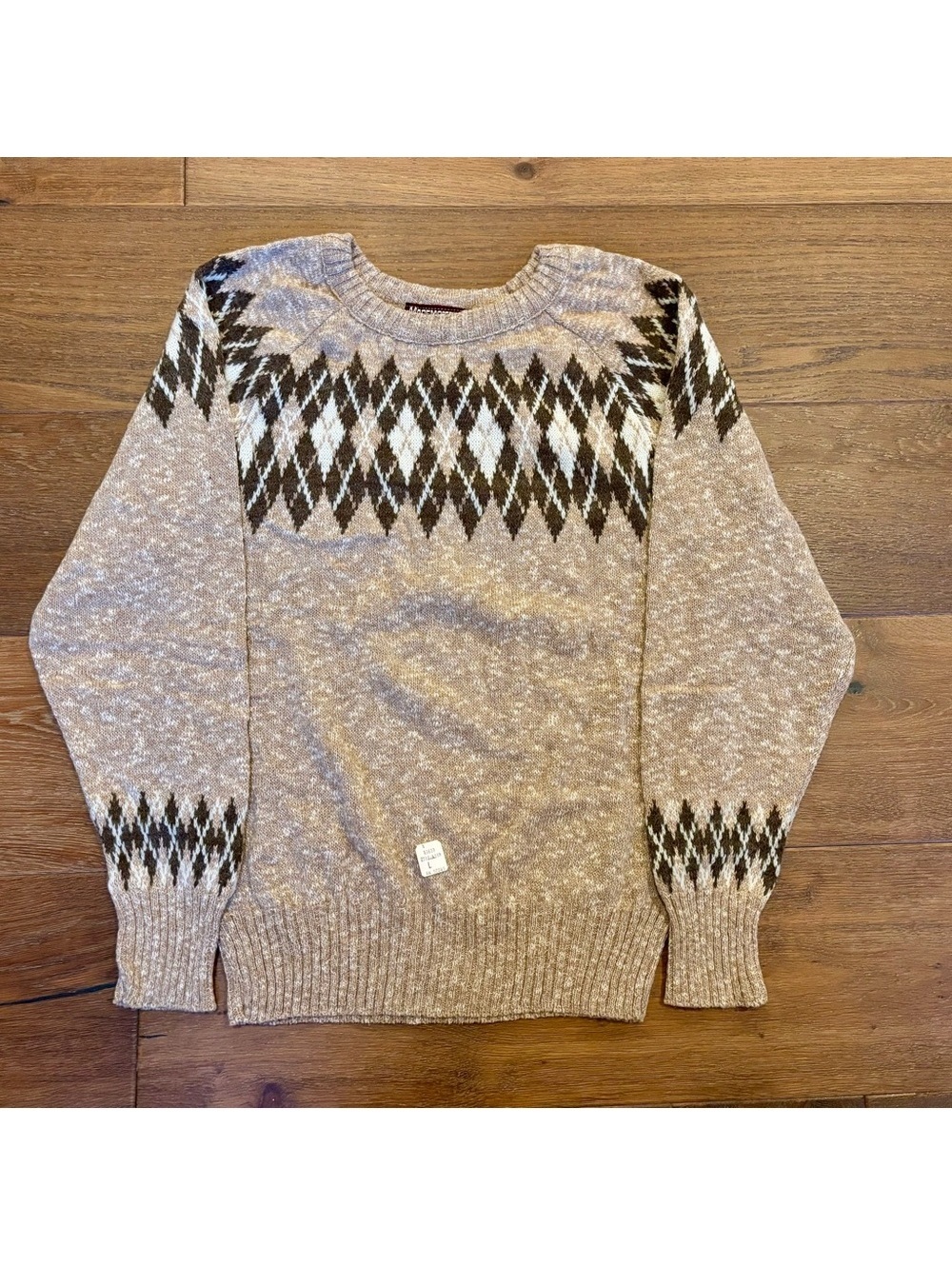 Vintage 70s Deadstock Mademoiselle Knitwear Womens Fair Isle Sweater, Large, NWT